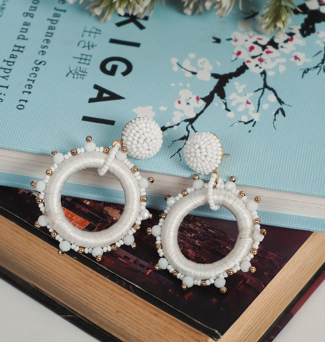 Opal White Hoops Earrings