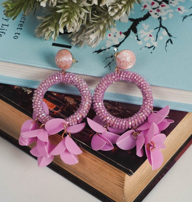 Pink Petal Hoop Earrings - HASHTACK