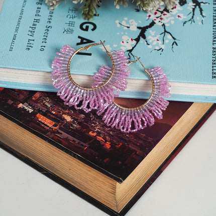 Pink Sunrise Beaded Hoops