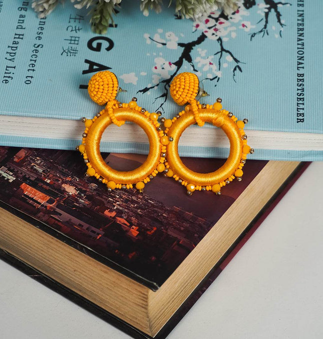 Golden Glow Beaded Hoop Earrings - HASHTACK