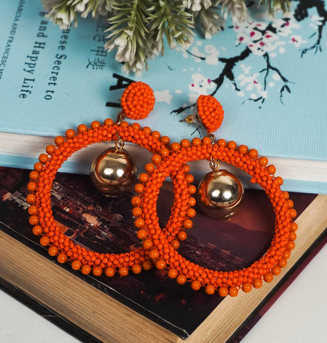 Golden Charm Beaded Hoop Earrings - HASHTACK