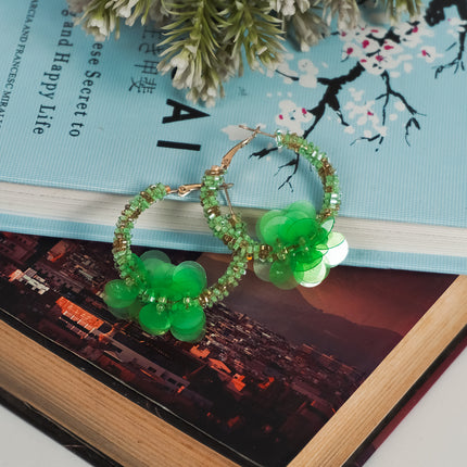 Emerald Bloom Hoop Earrings