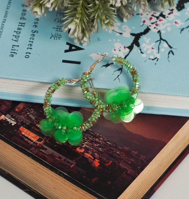 Emerald Bloom Hoop Earrings - HASHTACK