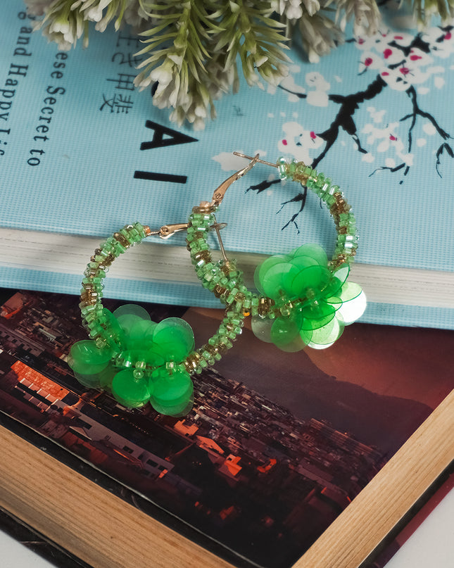 Emerald Bloom Hoop Earrings