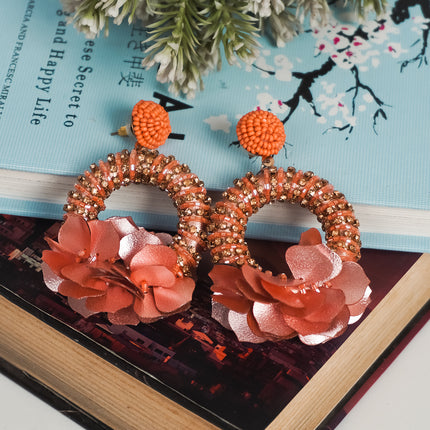 Orange Petal Hoop Earrings