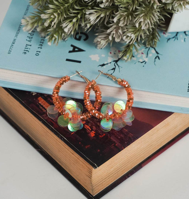 Orange Emerald Bloom Hoop Earrings - HASHTACK