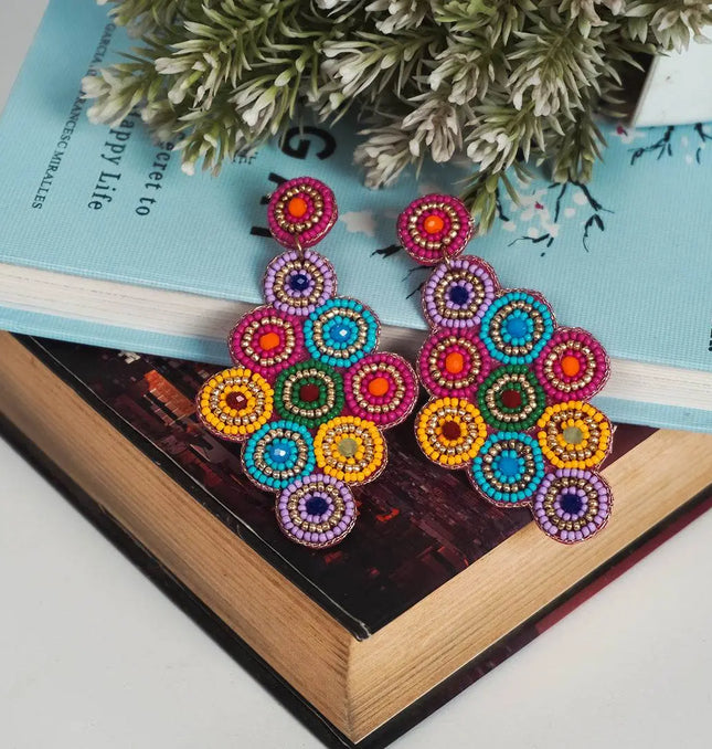 Multi Beaded Bunch Earrings - HASHTACK