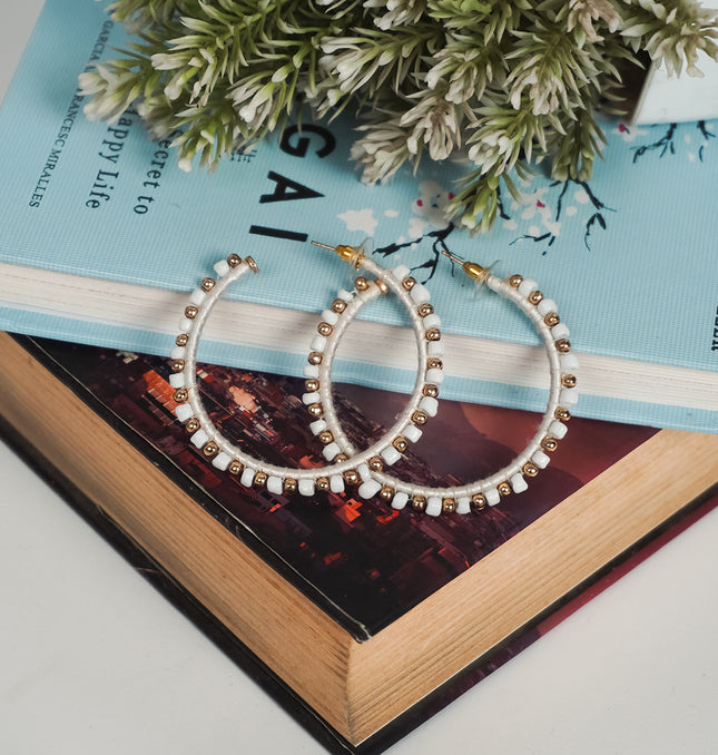 White Handmade Beaded hoop