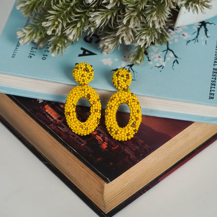 Yello Gold Beaded Drop Earrings