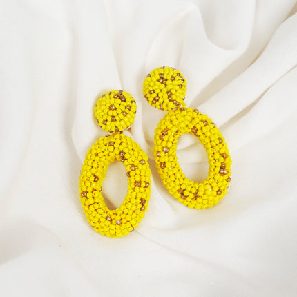 Yello Gold Beaded Drop Earrings