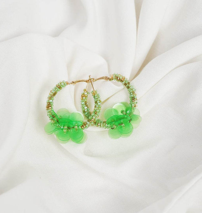 Emerald Bloom Hoop Earrings - HASHTACK