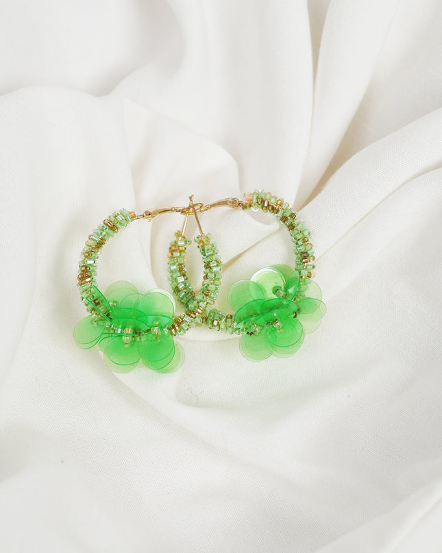 Emerald Bloom Hoop Earrings