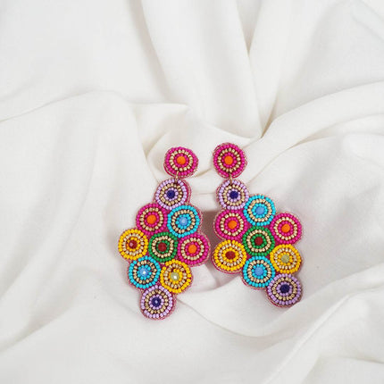 Multi Beaded Bunch Earrings - HASHTACK