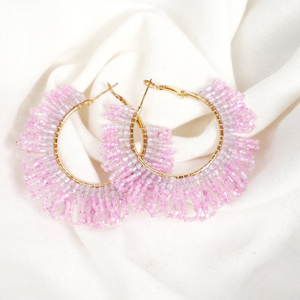 Pink Sunrise Beaded Hoops