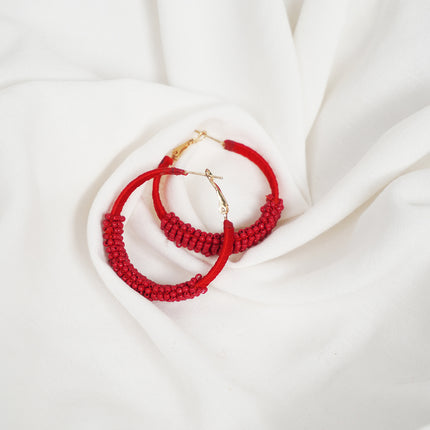 Red Rustic Chic Hoops Earrings