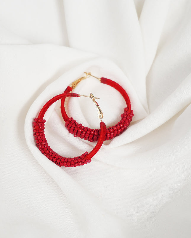 Red Rustic Chic Hoops Earrings