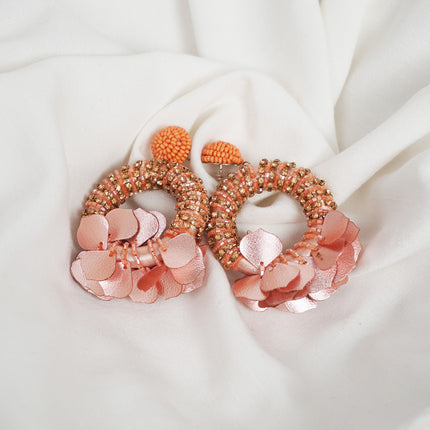 Orange Petal Hoop Earrings