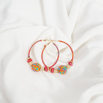 Cherry Red Hoops Earrings