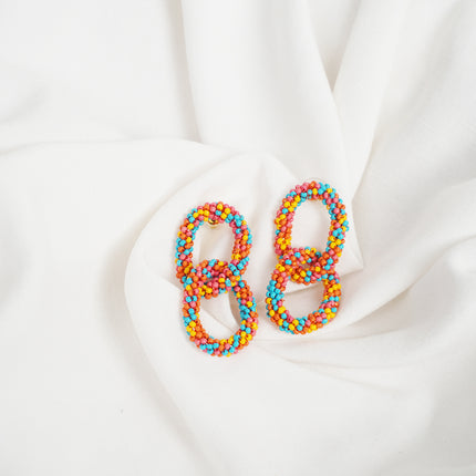 Fiesta Double Hoop Beaded Earrings