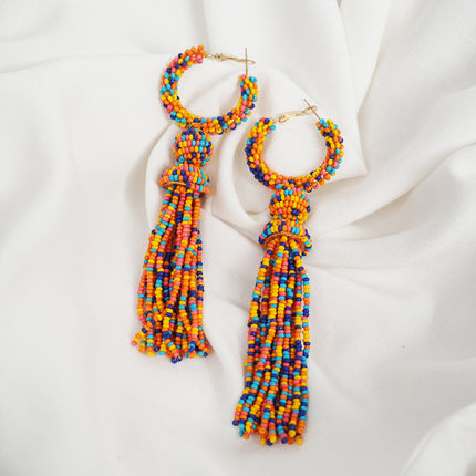 Fiesta Beaded Tassel Earrings