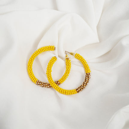 Golden Yellow Beaded Hoop