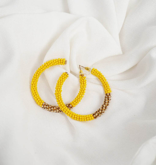 Golden Yellow Beaded Hoop - HASHTACK