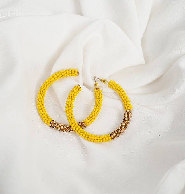 Golden Yellow Beaded Hoop