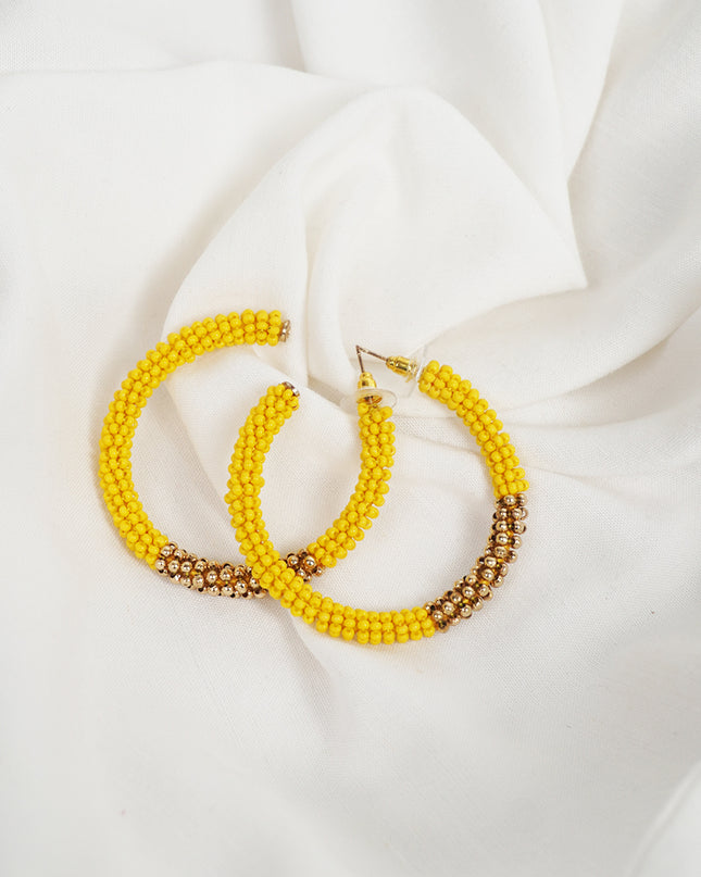 Golden Yellow Beaded Hoop