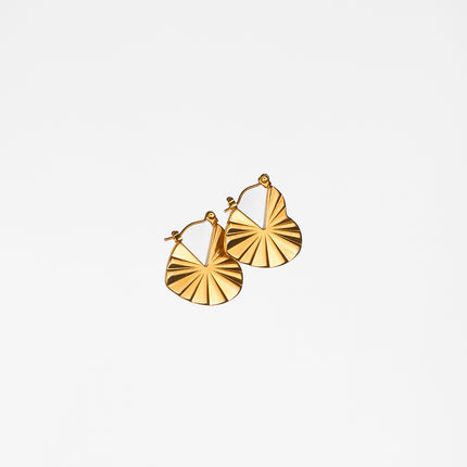 Golden Fan Heart Earrings