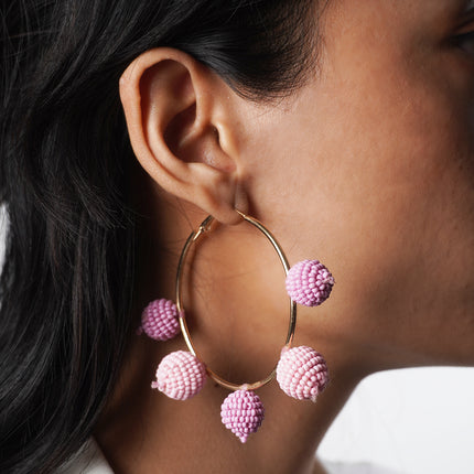 Pink Ombre Beaded Hoop Earrings