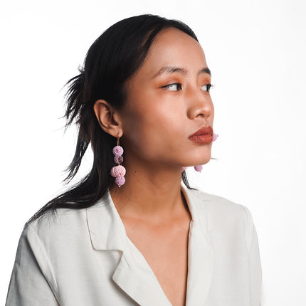 Pink Ombre Beaded Hoop Earrings