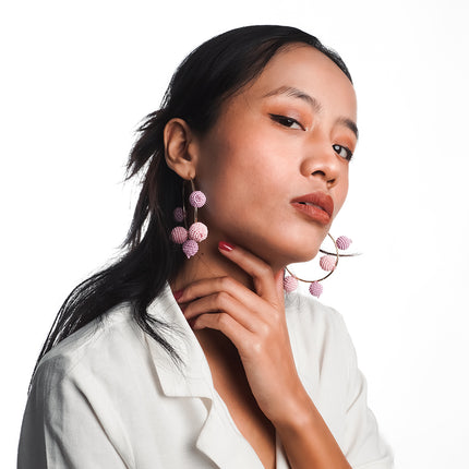 Pink Ombre Beaded Hoop Earrings