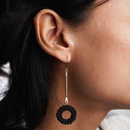 Black Orbit Drop Earrings