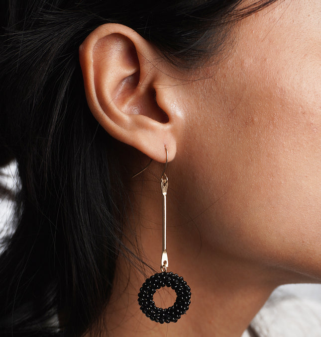 Black Orbit Drop Earrings