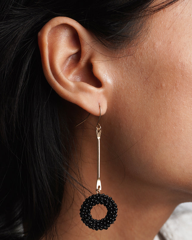 Black Orbit Drop Earrings