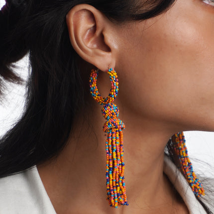 Fiesta Beaded Tassel Earrings