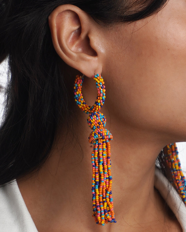 Fiesta Beaded Tassel Earrings