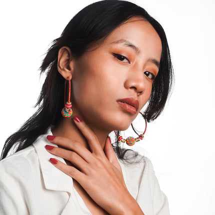 Cherry Red Hoops Earrings