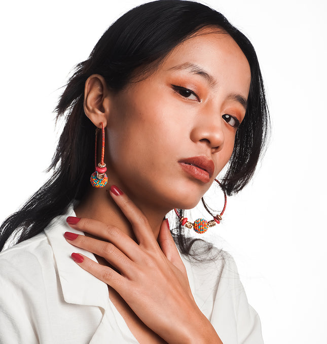 Cherry Red Hoops Earrings