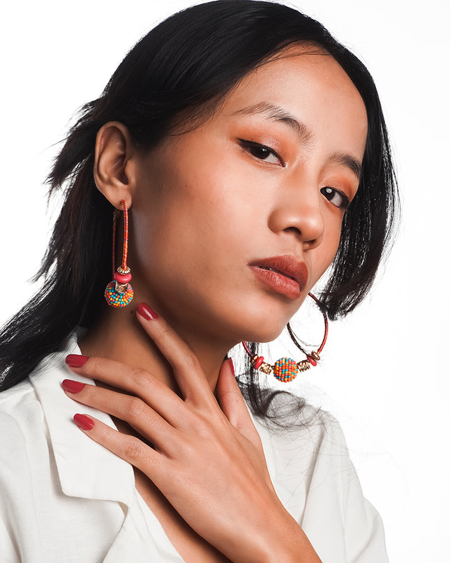 Cherry Red Hoops Earrings