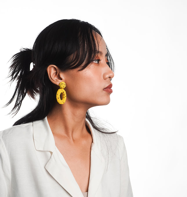 Yellow Gold Beaded Drop Earrings
