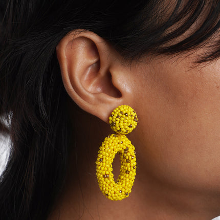 Yello Gold Beaded Drop Earrings