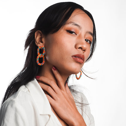 Fiesta Double Hoop Beaded Earrings