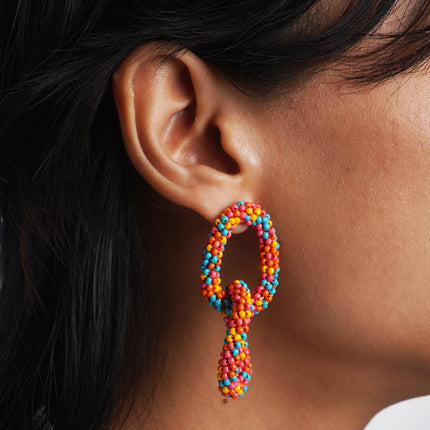 Fiesta Double Hoop Beaded Earrings