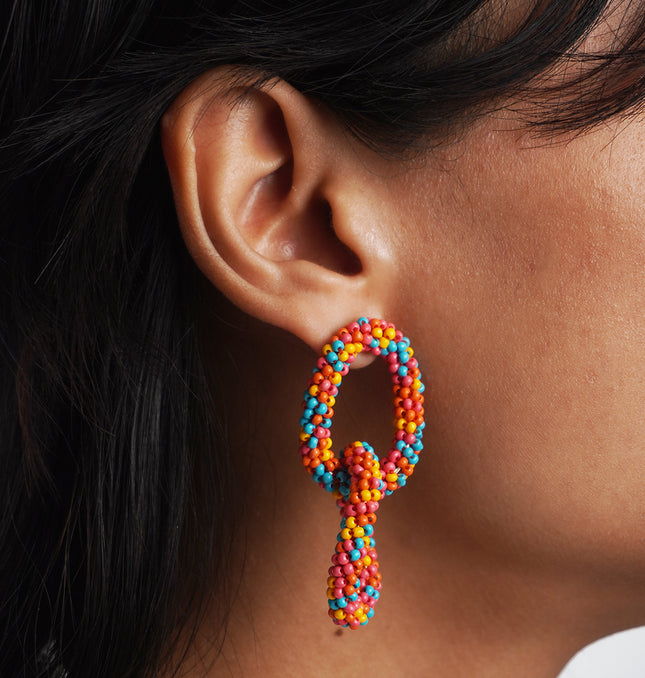 Fiesta Double Hoop Beaded Earrings
