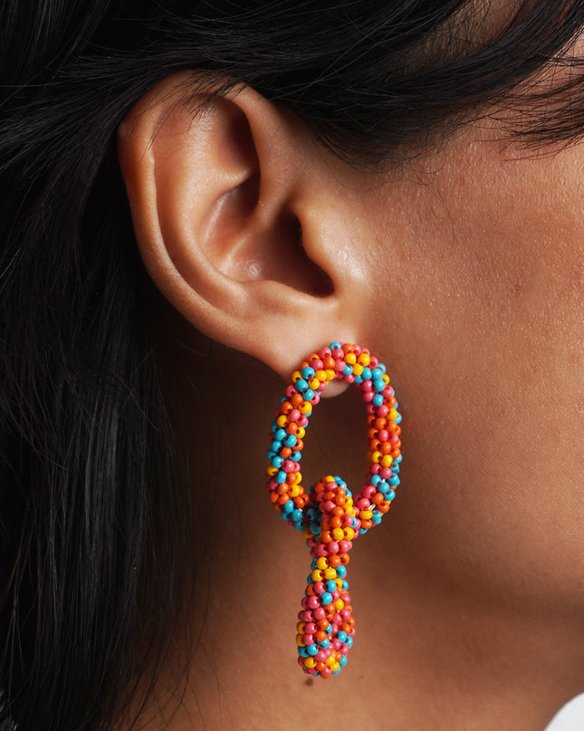 Fiesta Double Hoop Beaded Earrings