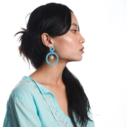 Icy Indigo Hoops Earrings