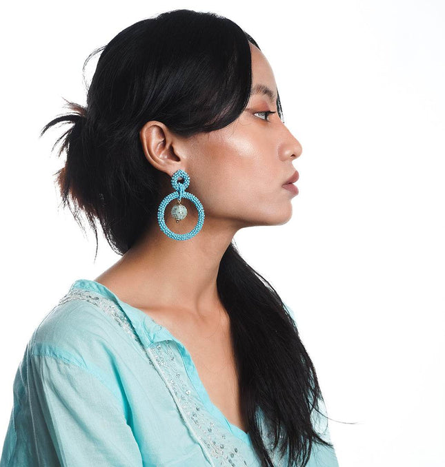 Icy Indigo Hoops Earrings - HASHTACK