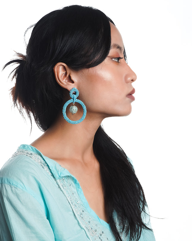 Icy Indigo Hoops Earrings