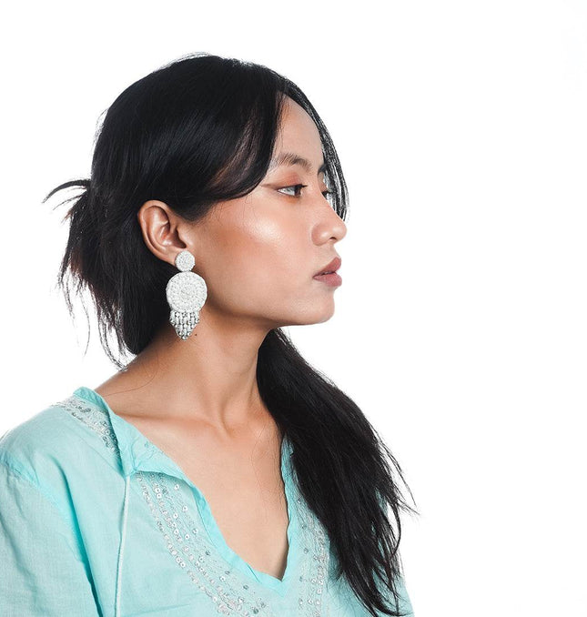 White Pearl Drop Small Earrings - HASHTACK